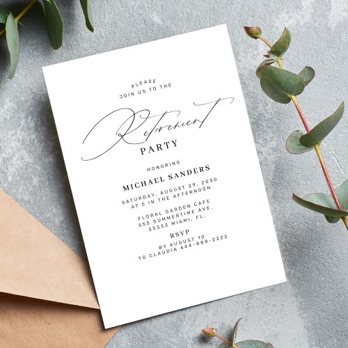 Minimalist classic calligraphy retirement party