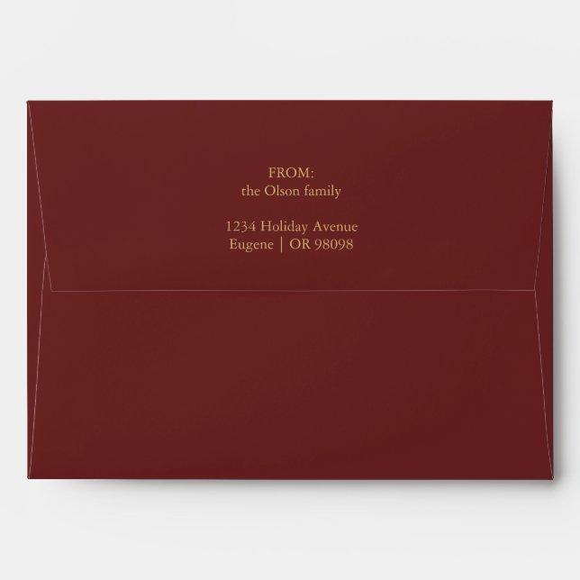 Minimalist Classic Christmas Red Mailing Envelope (Back (Top Flap))
