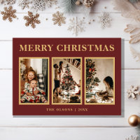 Minimalist Classic Christmas Red Three Photo