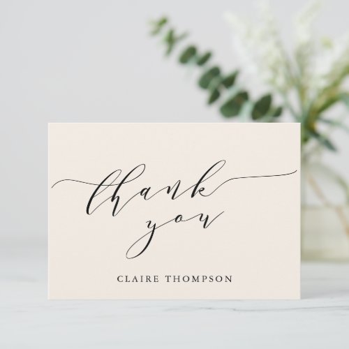 Minimalist Classic Cream Bridal Shower Custom Thank You Card