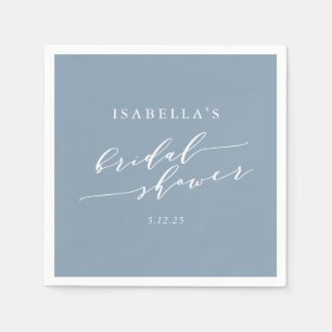 Minimalist Classic Dusty Blue Bridal Shower Custom Napkins