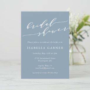 Minimalist Classic Dusty Blue Bridal Shower Invitation