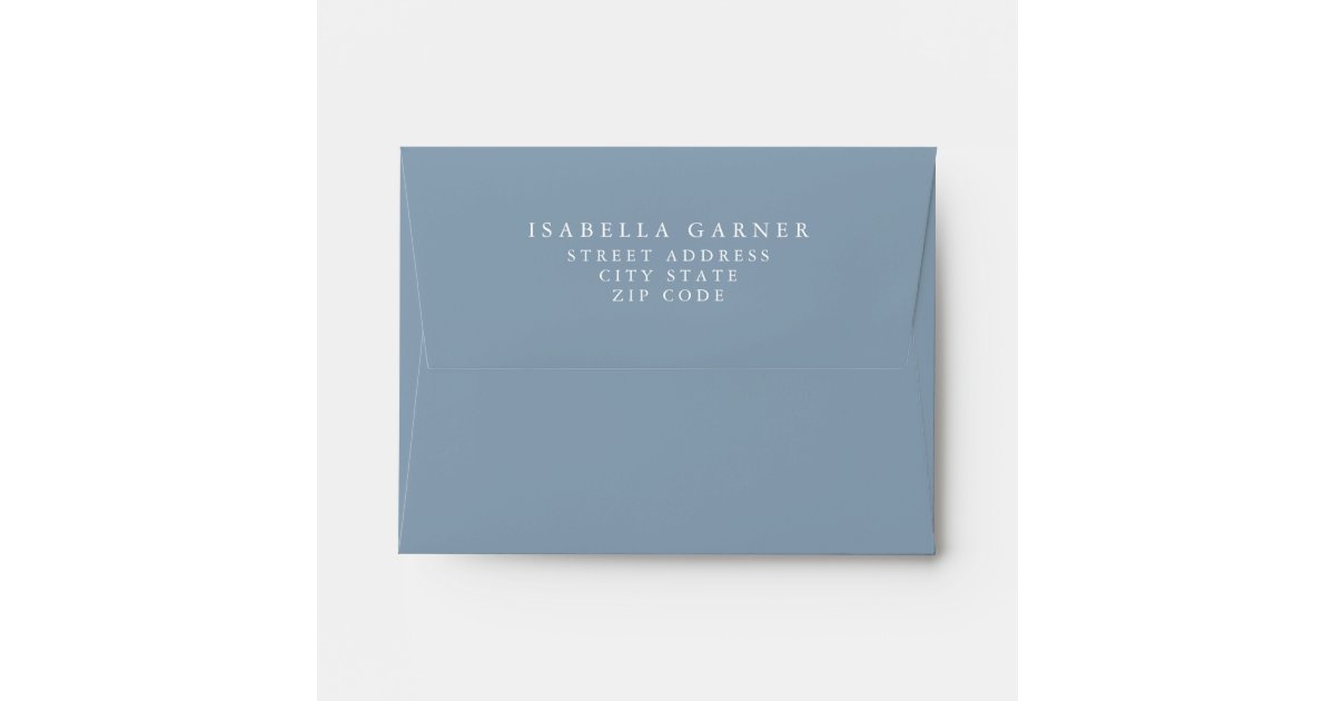 Minimalist Classic Dusty Blue Bridal Shower Thank Envelope | Zazzle