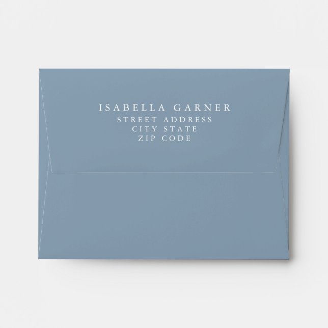 Minimalist Classic Dusty Blue Bridal Shower  Thank Envelope (Back (Top Flap))