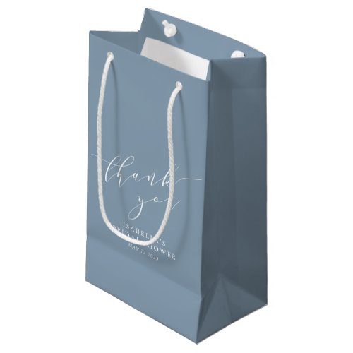 Minimalist Classic Dusty Blue Bridal Shower Thanks Small Gift Bag