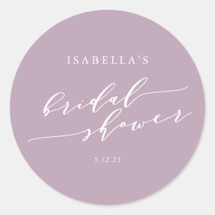 Minimalist Classic Dusty Lilac Bridal Shower Chic Classic Round Sticker