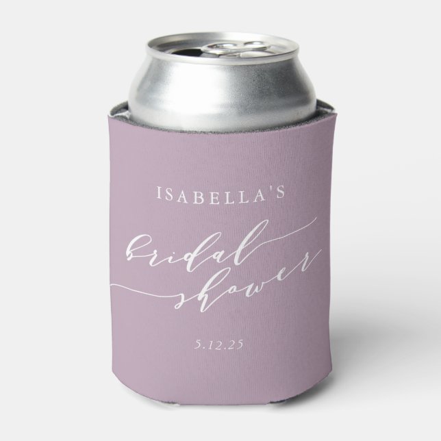 Minimalist Classic Dusty Lilac Bridal Shower Name  Can Cooler (Can Front)