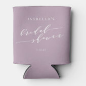 Minimalist Classic Dusty Lilac Bridal Shower Name  Can Cooler (Front)