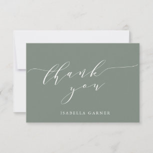 Minimalist Classic Dusty Sage Bridal Shower Flat  Thank You Card
