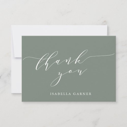 Minimalist Classic Dusty Sage Bridal Shower Flat  Thank You Card