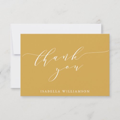 Minimalist Classic Dusty Yellow Bridal Shower Thank You Card