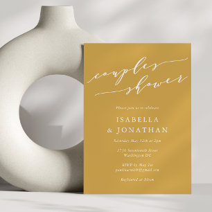 Minimalist Classic Dusty Yellow Couples Shower Invitation