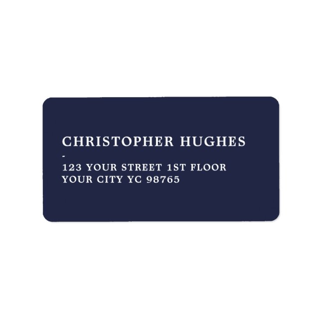 Minimalist Classic Elegant Navy Blue White Label (Front)