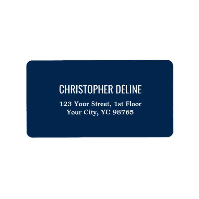 Minimalist Classic Elegant Navy Blue White Label (Front)