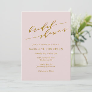 Minimalist Classic Elegant Pink Bridal Shower Invitation
