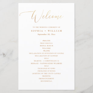 Minimalist Classic Gold Script Ceremony Program