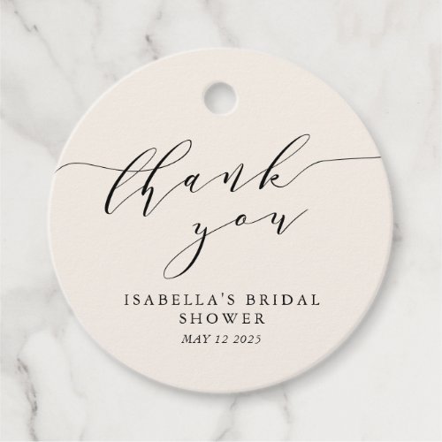 Minimalist Classic Ivory Cream Bridal Shower Thank Favor Tags