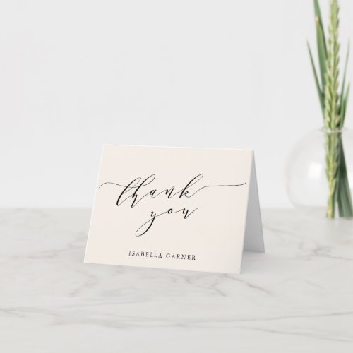 Minimalist Classic Ivory Cream Bridal Shower  Thank You Card