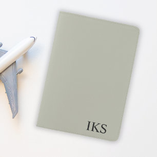 Minimalist Classic Light Green Black Monogram Passport Holder