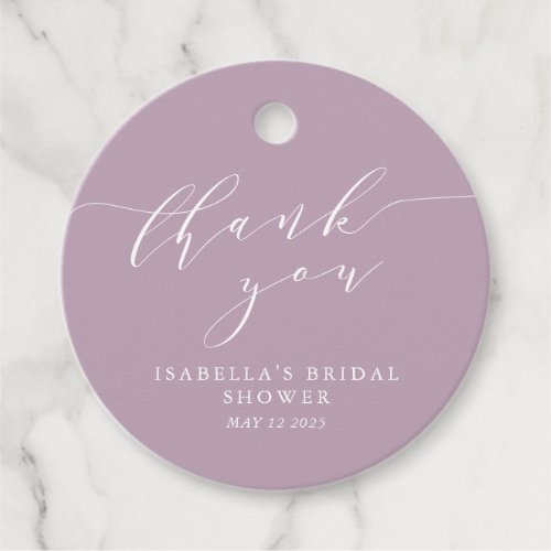 Minimalist Classic Lilac Bridal Shower Thank You Favor Tags