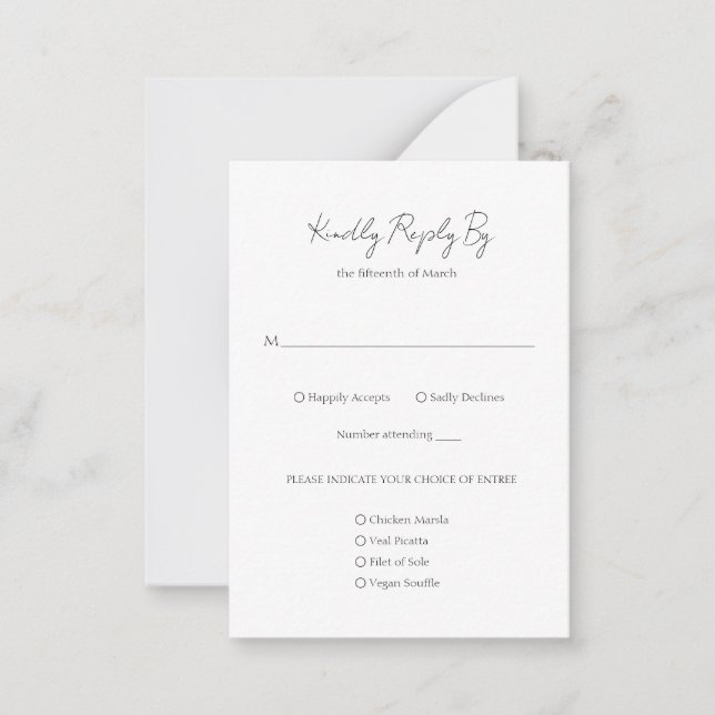 Minimalist Classic Mini Wedding RSVP Card (Front)