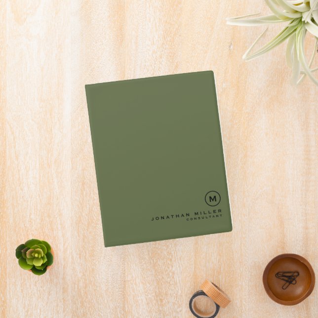 Minimalist Classic Monogram Olive Green Mini Binder (InSitu)