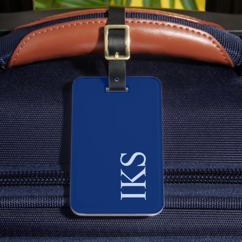 Minimalist Classic Monogrammed Dark Blue Luggage Tag