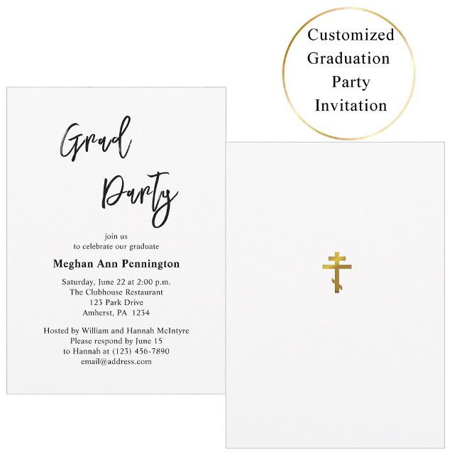 Minimalist Classic Orthodox Graduation Party Invitation (Creator Uploaded)
