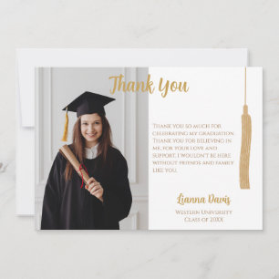 Minimalist Classic Photo Gold Tassel Graduation Card