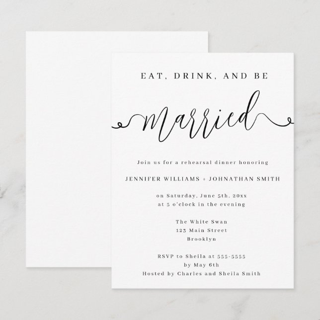 Minimalist Classic Rehearsal Dinner Invitation (Front/Back)