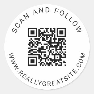 Minimalist Classic Round QR Code Sticker