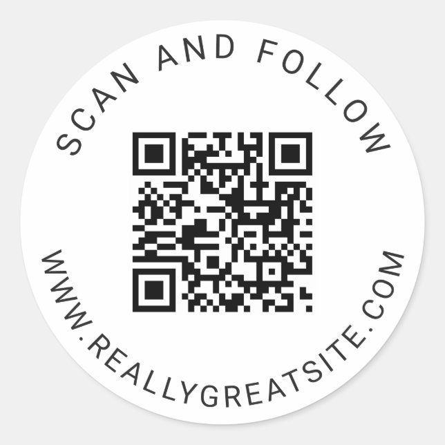 Minimalist Classic Round QR Code Sticker (Front)