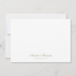 Minimalist Classic Sage Green Calligraphy Script Note Card