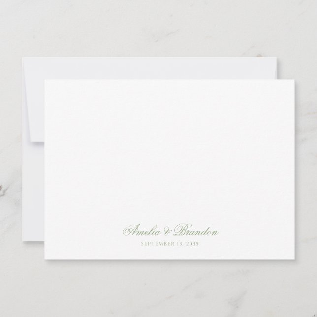 Minimalist Classic Sage Green Calligraphy Script Note Card (Front)