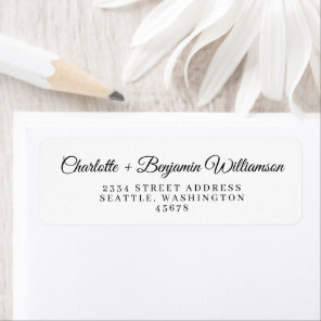 Minimalist Classic Script Black Return Address Label
