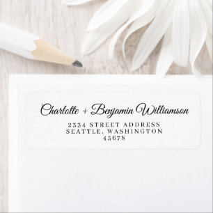Minimalist Classic Script Black Return Address Label