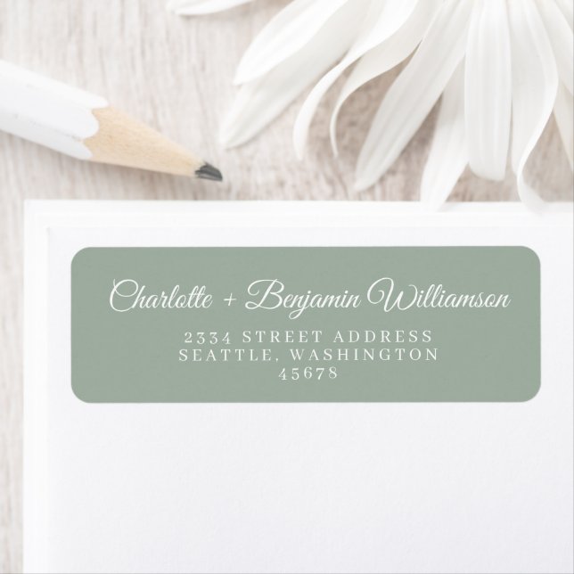 Minimalist Classic Script Sage Return Address Label (Insitu)