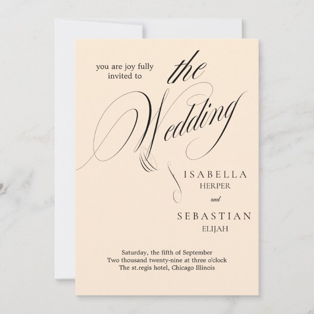 Minimalist Classic Script Wedding Invite (Front)