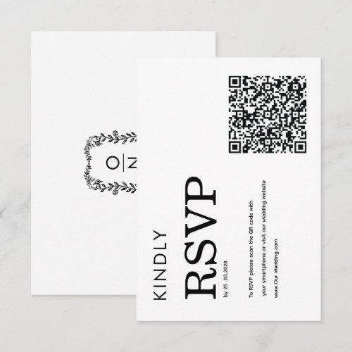 minimalist classic simple QR black & white RSVP  Card