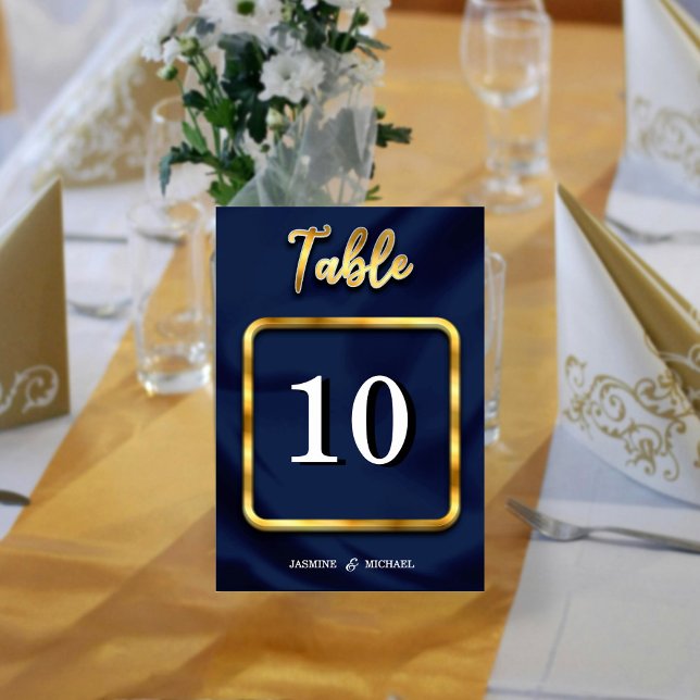 Minimalist Classic Timeless Navy & Gold Wedding  Table Number (Creator Uploaded)