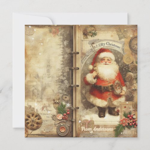 Minimalist classic traditional simple Santa Claus Holiday Card