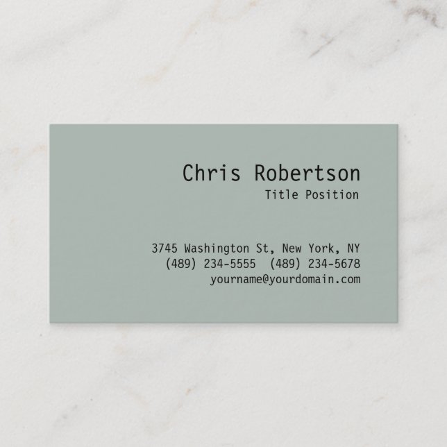 Minimalist Classic Trendy Ash Gray Business Card (Front)