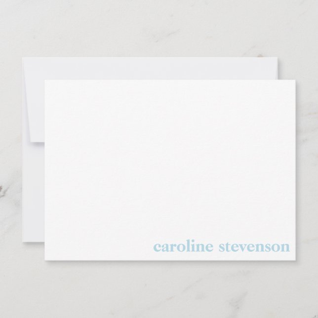 Minimalist Classic Typography Custom Pastel Blue Note Card (Front)