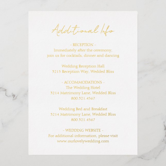 Minimalist Classic Wedding Foil Enclosure Card (Front)