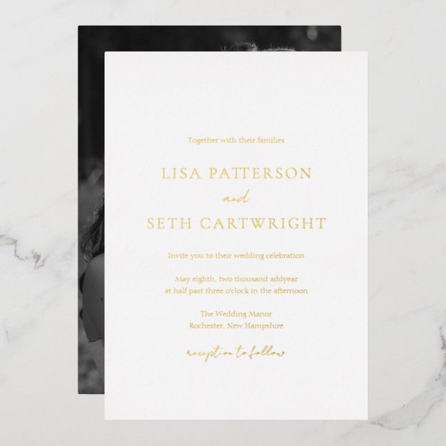 Minimalist Classic Wedding Foil Invitation (Front/Back)