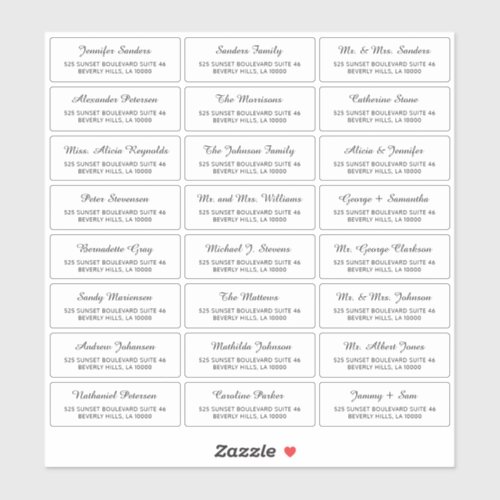 Minimalist classic wedding guest address labels