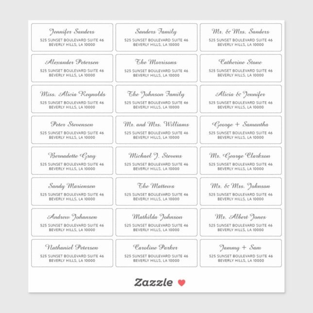 Minimalist classic wedding guest address labels (Sheet)