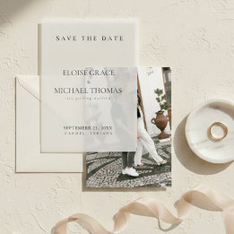 Minimalist Classic Wedding Save The Date Vellum Invitations