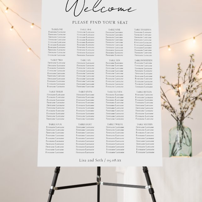 Minimalist Classic Wedding Seating Chart Foam Board (In Situ (Stand))