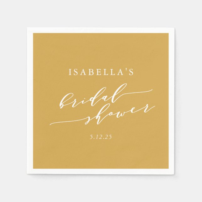 Minimalist Classic Yellow Bridal Shower Custom  Napkins (Front)